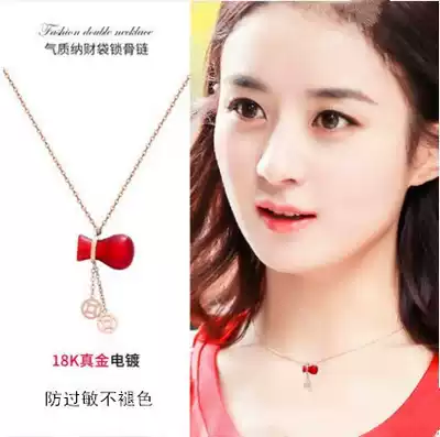South Korea's original year jewelry red money bag temperament Joker tide titanium steel gourd necklace earrings female pendant choker