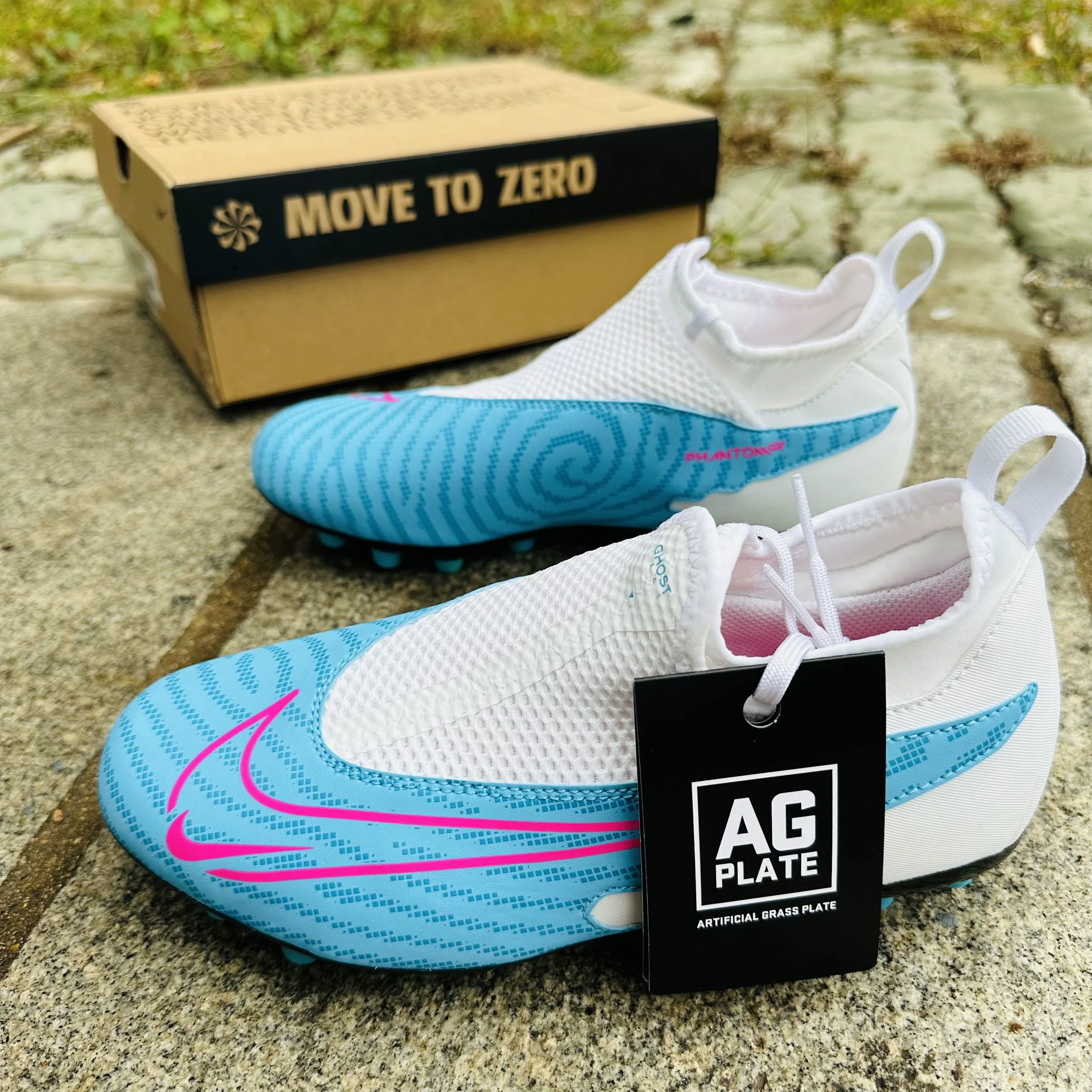 Детские и подростковые футбольные бутсы Nike PHANTOM GX большого размера Ansha AG высокие DV3069-446