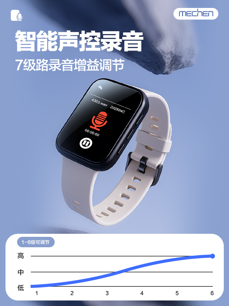 Wristband Professional Voice Recorder with High-Definition Noise Reduction, Portable for Students to Use in Class, Converts Speech to Text, Recording Device