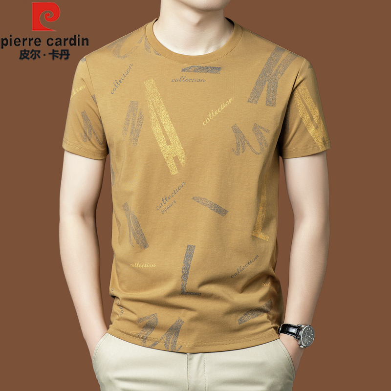 Pierre Cardin Brand New Summer Pure Cotton Short-Sleeved T-Shirt for Men, Classy Casual Fashion Versatile Printed Top Trendy