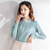 Shirt woman foreign air 2022 new spring and autumn slim fit design feeling small crowdblouse Early spring long sleeve snowspun professional lining clothes