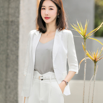 Thin-style suit jacket woman summer linen 2022 new spring autumn cotton linen white blouse for casual Western suit suit