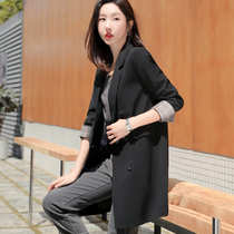 Black Small Suit Jacket Woman Blouse 2022 New Spring Autumn Big Code Advanced Sensation Mid-Length Casual Western Suit Suit