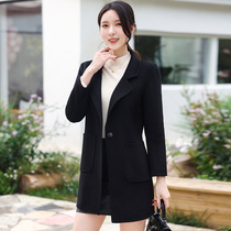 Double face cashmere big coat female winter 2022 new medium length small sub wool workwear high-end fur coat