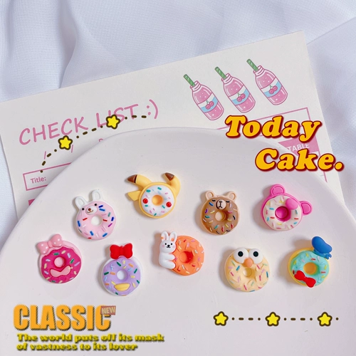 Мультяшный пончик, кремовый чехол для телефона с аксессуарами, DIY