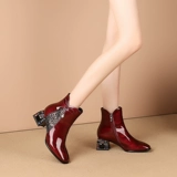 Martens, блестки для ногтей с бантиком, бордовые короткие сапоги, новая коллекция, большой размер