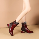 Зимние флисовые удерживающие тепло сапоги, из натуральной кожи, средней длины, большой размер