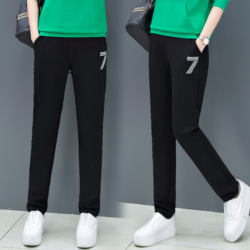 Sports pants female Han edition loose 2022 new spring and autumn casual trousers plus fluff student trousers tide
