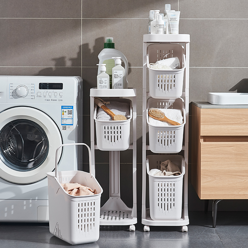 Home clip Sewn Dirty Laundry Basket Home For Dirty Laundry With Basket Toilet Bathroom Partition Floor Shelve Narrow-Taobao