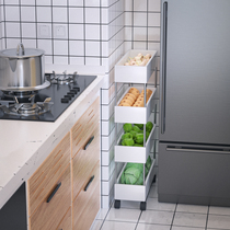 Kitchen shelf multi-layer removable 15cm ultra-narrow vegetable storage refrigerator slit toilet pulley trolley