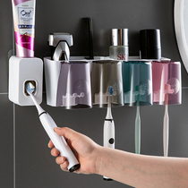 Toothbrush cup set combination family brushing Cup hanging wall rinse cup holder non-perforated wall toothpaste holder
