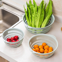 Home Hollow Vegetable Washing Basket Vegetable Drain Basket 3 Piece Set Household Kitchen Plastic Washing Pot Fruit Container Basket