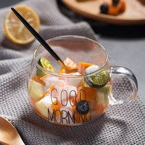 Home Large Capacity Glass Heat-resistant Big Belly Milk Tea Cup Women Japanese Simple Breakfast Milk Oatmeal Bowl Home