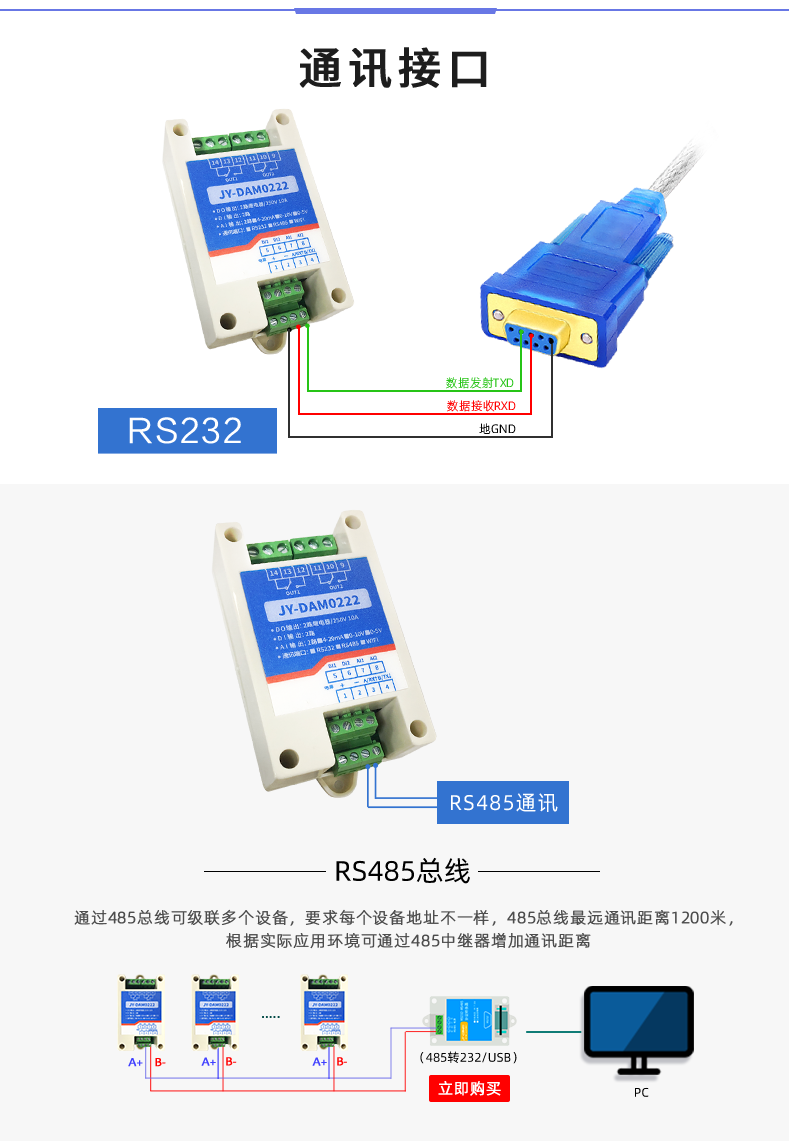 DAM-0222 工业级数采控制器通讯接口