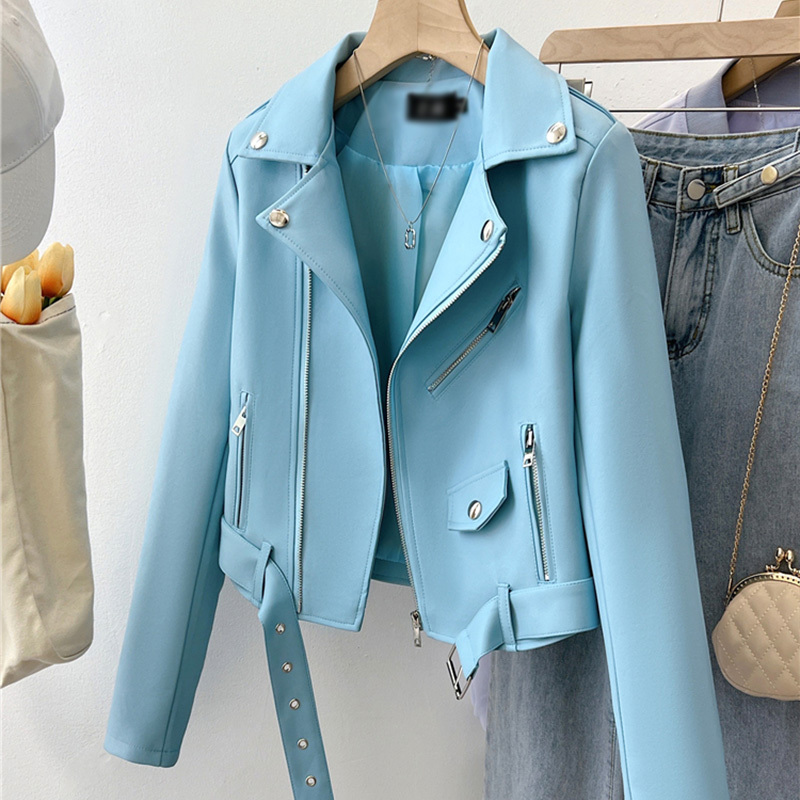 Hong Kong Style Pu Leather Jacket for Women, Short Style, Petite, High-Waisted, Elegant, 2026 New Popular Model, Spring and Autumn Biker Jacket