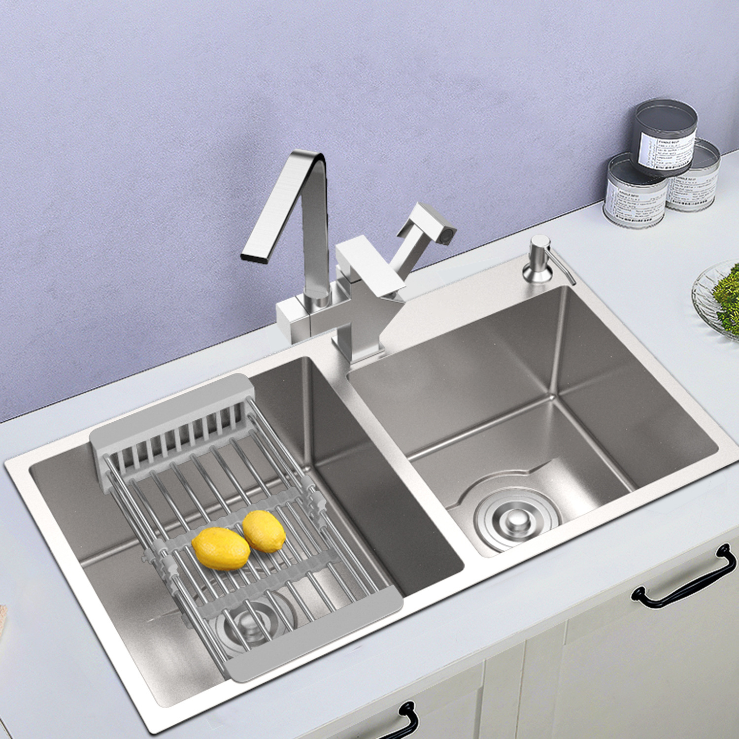 簡貝納米304不鏽鋼手工水槽加厚洗菜盆廚房水槽雙水槽洗碗盆嵌入式