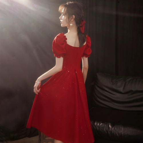 Вечернее платье, красное элегантное зимнее свадебное платье, коллекция 2023, изысканный стиль, подходит для подростков, французский стиль