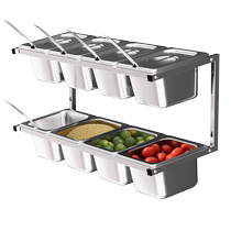 1 6 seasoning rack stainless steel serving basin wall rack double row milk tea shop jam box divided into 6 grids 8 flavors ten grids