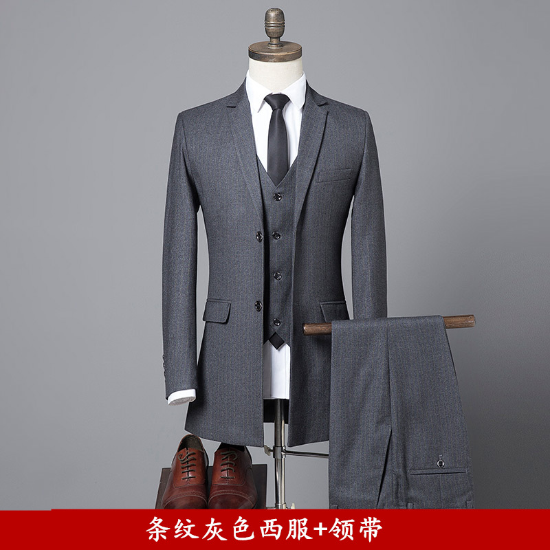 Suit phù hợp với nam giới ba mảnh Hàn Quốc phiên bản của bộ quần áo phù hợp với độ dài vừa phải xu hướng tạo mẫu tóc phù hợp với váy