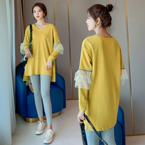 Hipster autumn pregnant womens suit fashion top 2021 New Age-reducing foreign style dress two-piece