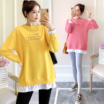 Pregnant women autumn suit Net Red fashion early autumn long sleeve sweater two-piece set age reduction pregnancy autumn and winter shirt