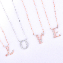 18K Platinum Full of Diamond 26 Letter Necklace Rose Gold Group Inlaid Small Diamond Letter Pendant Exquisite choker