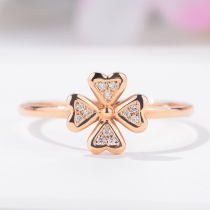 Happiness Harbor Jewelry 18K Rose Gold Full Diamond Ring Group with Crushed Clover Diamond Ring