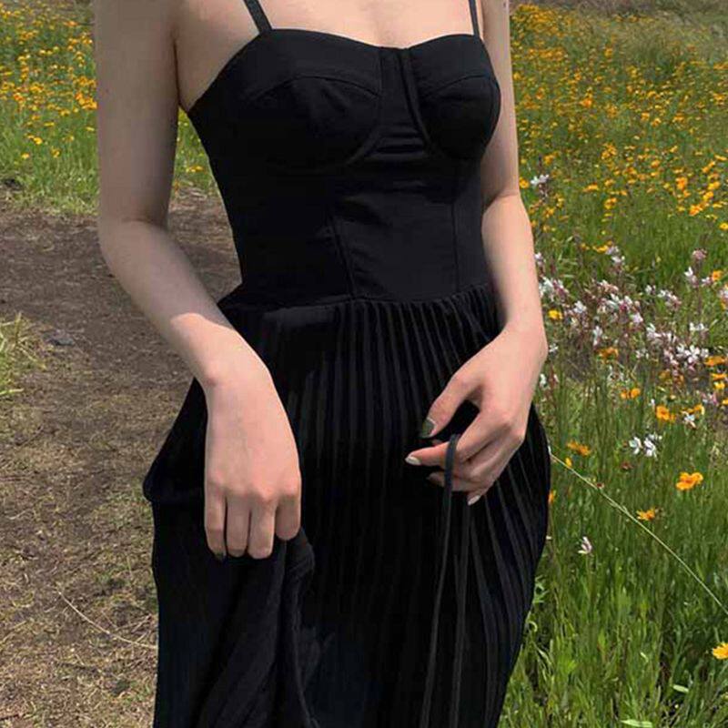 Large size women's clothing 2023 years of sexual sensation lukewarm wind hoists with skirts Summer new care machines High waist 100 pleats for dress surges 