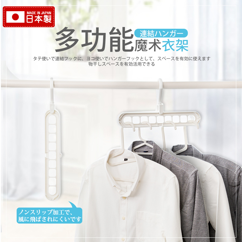 Imported from Japan Kokubo clothes hanger 9-hole clothes hanging rotating multi-functional non-slip clothes support clothes hanging clothes rack