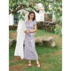 SimpleRetro ສີມ່ວງ mist dance ຝຣັ່ງ exquisite linen ຝ້າຍຄໍ V-neck lace embroidered ສິ້ນຊຸດສໍາລັບແມ່ຍິງເບິ່ງກະທັດຮັດ
