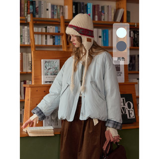 SimpleRetro北岸风灯 90白鸭绒短款羽绒服女冬季圆领百搭保暖外套