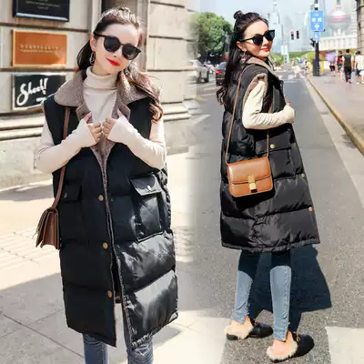 Fat plus size maternity wear autumn and winter coat medium and long version of loose tide horse clip black vest winter cotton coat 200kg