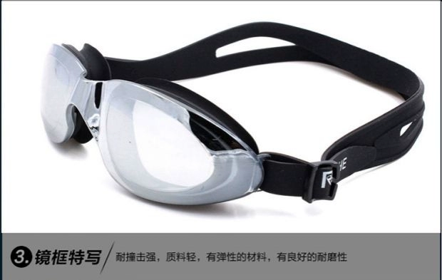 Kính bơi nam và nữ HD không thấm nước và sương mù đầy màu sắc kính bơi phẳng dành cho người lớn gọng kính lớn