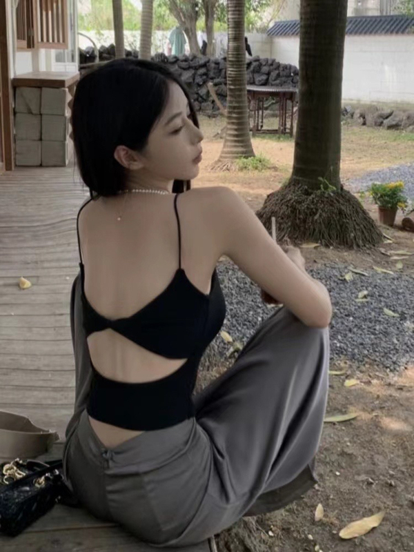 2026 Backless Camisole with Chest Pads, Pure Cotton, Black, Sexy, Can Be Worn Outside, Tube Top, Inner Wear Top 2026 Backless Camisole with Chest Pads, Pure Cotton, Black, Sexy, Can Be Worn Outside, Tube Top, Inner Wear Top