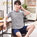 Mens đồ ngủ mùa hè Mordale Short Sleeve Home Mang Thin Ice Summer Silk Set Loose Trung niên Dad Big Size. 