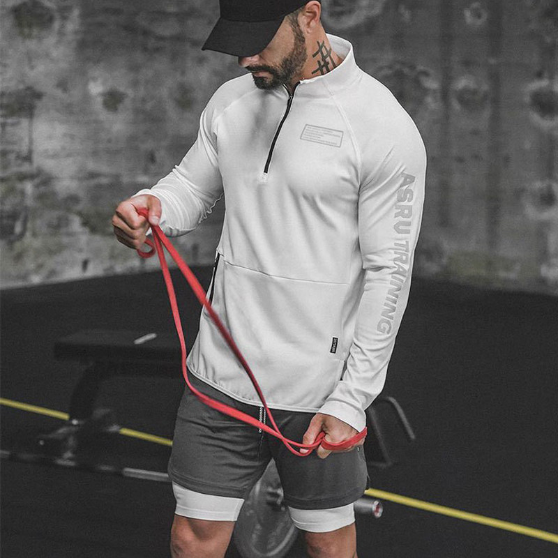 American Fall Sports Long Sleeve Men Speed Dry Breathable Elastic Training Running Casual Basketball Instruments Fitness T-shirts-Taobao