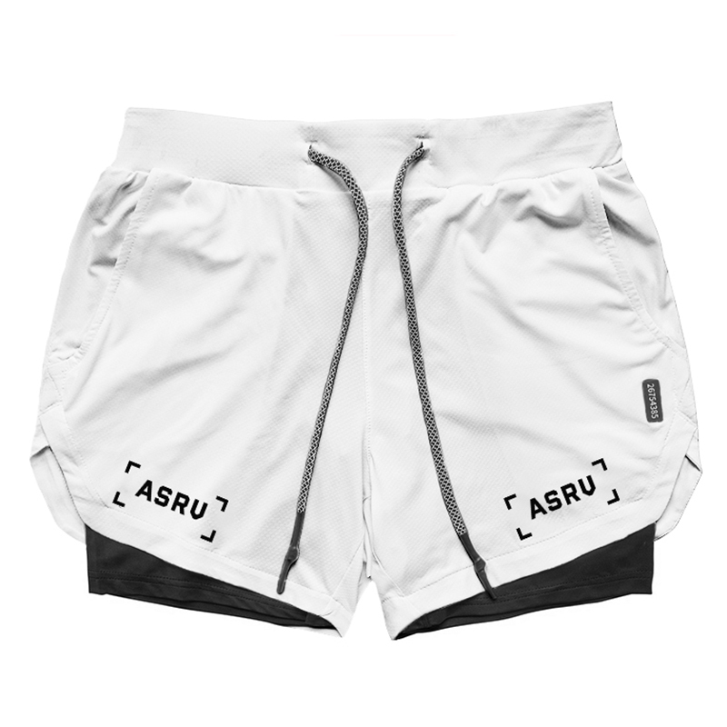 American-Style Asrv Double-Layer Sports Shorts for Men, Elastic and Breathable, Suitable for Fitness, Boxing, Running, Basketball, and Comprehensive Training