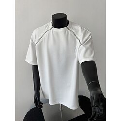 American-Style Zipper 2026 Spring/Summer New Short-Sleeve T-Shirt for Men, Heavyweight Loose Fit, Large Size, Designer Half-Sleeve Trendy Brand