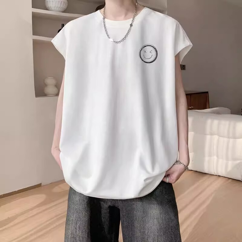 Heavyweight Double Yarn Pure Cotton Sports Quick-Drying Short-Sleeve T-Shirt for Men, New Summer Hong Kong Style Sleeveless Vest Trendy Brand Heavyweight Double Yarn Pure Cotton Sports Quick-Drying Short-Sleeve T-Shirt for Men, New Summer Hong Kong Style Sleeveless Vest Trendy Brand
