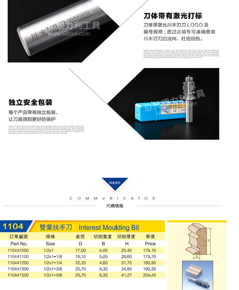 Chuanmu lưỡi dao xây dựng sắp xếp hợp lý dao trang trí đôi tay vịn lá dao 1/2 / * 1/4 lưỡi dao cắt thẳng 1104 - Dụng cụ cắt mũi khoan