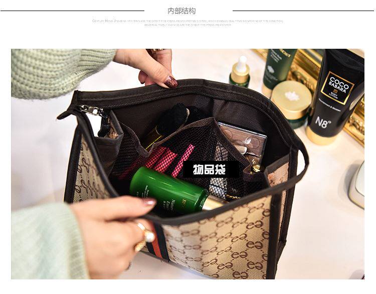 简约大化妆包 帆布收纳包 出差旅游便携式洗漱包大号中号小号容量