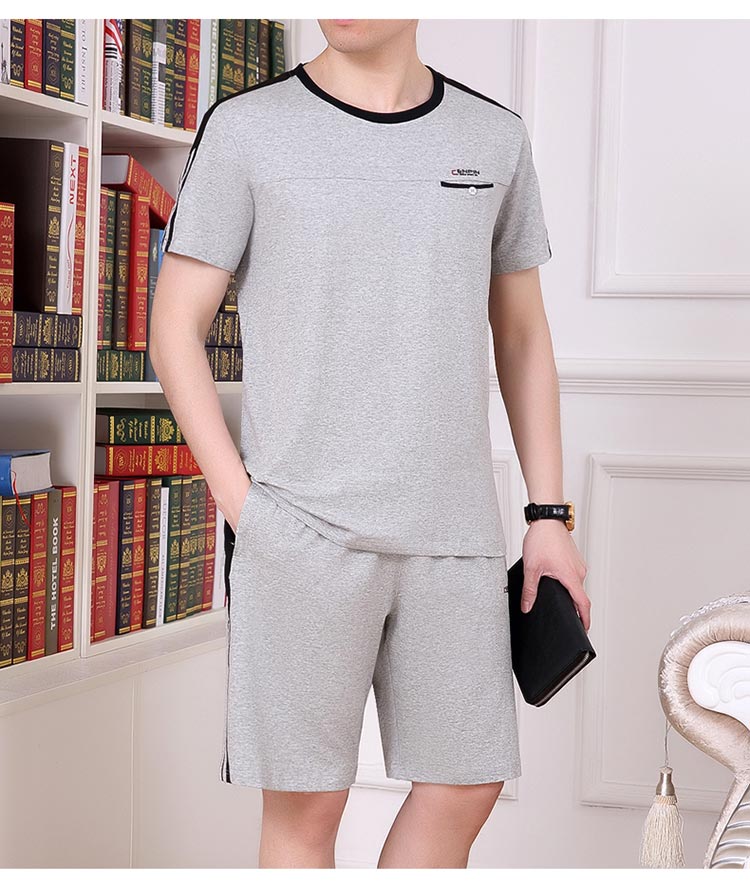 Bố tải quần áo thể thao nam trung niên mùa hè phù hợp với quần short tay ngắn - Thể thao sau bộ đồ the thao nữ trung niên