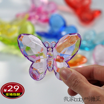 Large children acrylic plastic catch crystal transparent butterfly dig gem prize toy kindergarten child gift
