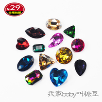 Love water drop long square horse eye shape children reward colored crystal glass child dig crystal gem Toy Reward