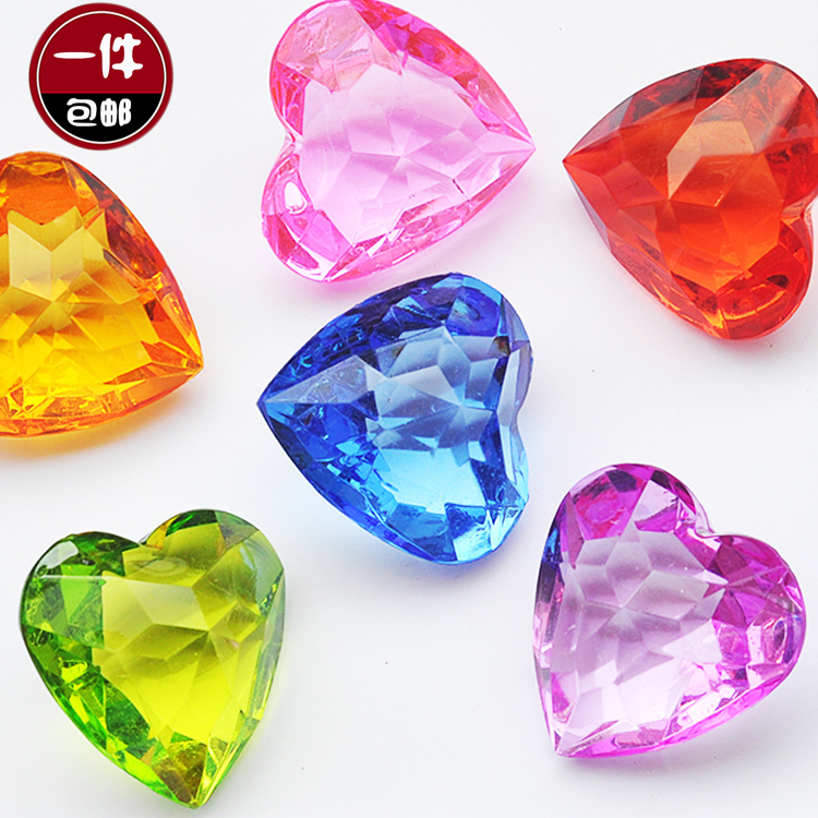  40mm Acrylic Imitation Crystal Transparent Heart-Shaped Star-Shaped Gemstone Kidsren's Diamond Toy Small Gift for Kidsren