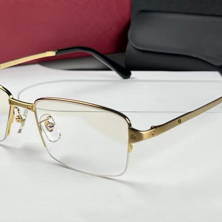 Luxurious 24K Gold Pure Titanium Eyeglass Frame for Men, Large Face, Business Half-Frame, Wide Legs, Ultra-Light, Myopia Eyeglass Frame Ct0443 Luxurious 24K Gold Pure Titanium Eyeglass Frame for Men, Large Face, Business Half-Frame, Wide Legs, Ultra-Light, Myopia Eyeglass Frame Ct0443
