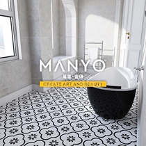 200 Black White Flowers Brick Nets Red Light Yin Impression Series Bathroom Anti Slip Kitchen Resistant Dirty Balcony Small Flowers Bronze Money Tile