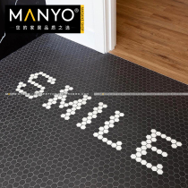 Color black and white square hexagonal mosaic text pattern puzzle ground English letter graphic Shop Custom