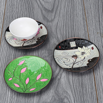 Tea set stainless steel cup mat round creative Chinese Lotus static metal heat insulation non-slip mat boutique household tea ceremony