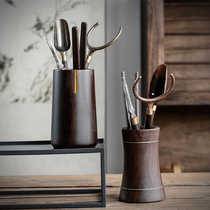 Creative Black Sandalwood Solid Wood Six Gentlemen Kung Fu Tea Set Tea Ceremony Spare Parts Tea Clip Tea Spoon Cup Fork Puer Tea Knife Set